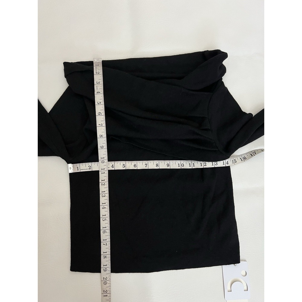 Commense New Off Shoulder Pleated Long Sleeve Black Knit Top Large (M) Coquette - Picture 8 of 8